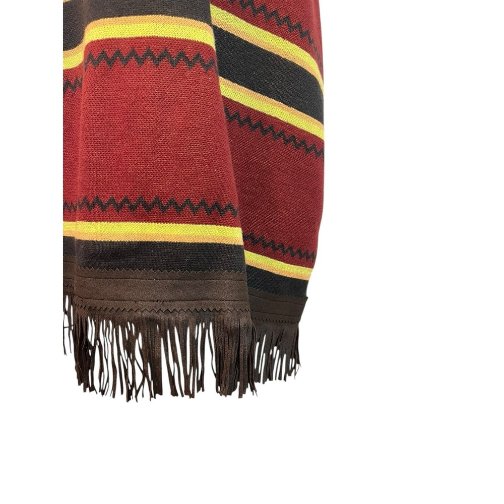 Double D Ranch Knit Dress Small Striped Maroon Scoop Neck Short Sleeve Fringed - Picture 7 of 9